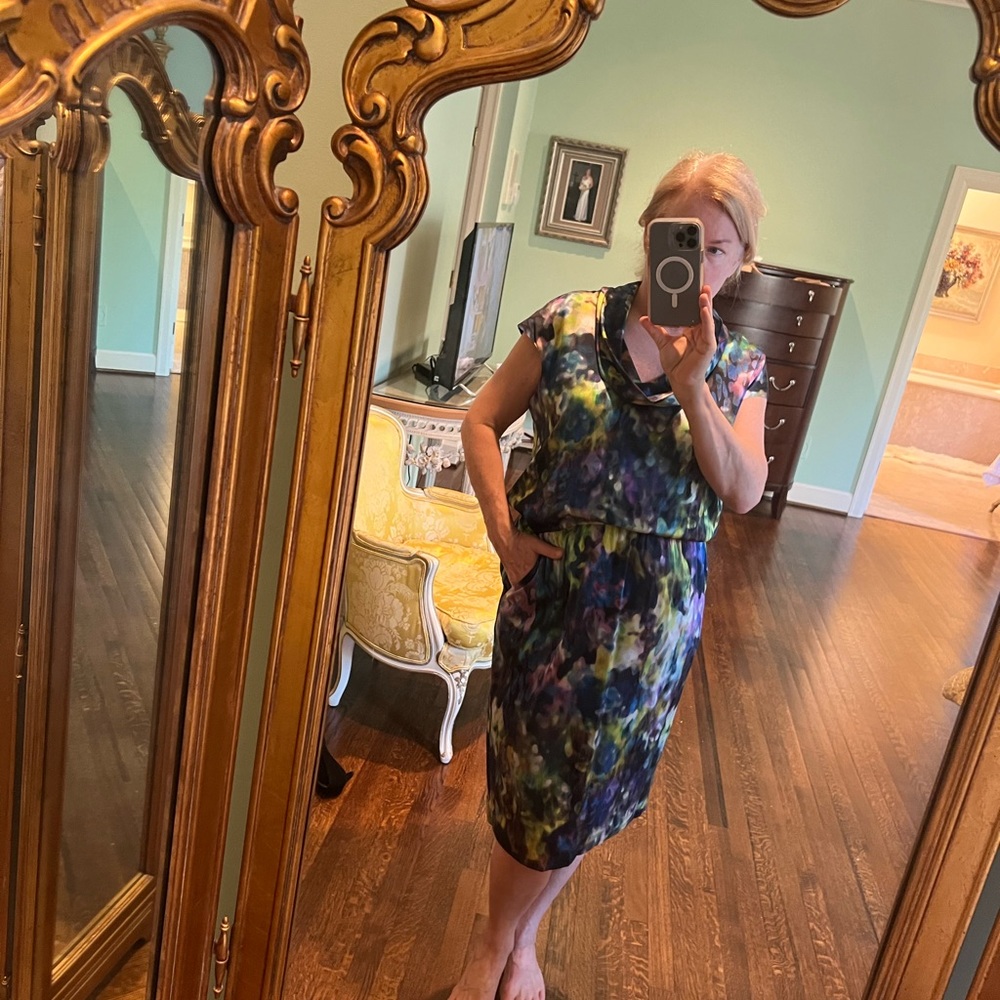 St. John watercolor print silk midi dress - Picture 11 of 13
